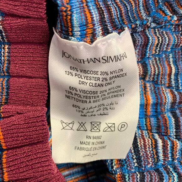 JONATHAN SIMKHAI S Vesna Multi Color Viscose Blend Knit Twist Front Casual Top - Picture 6 of 6